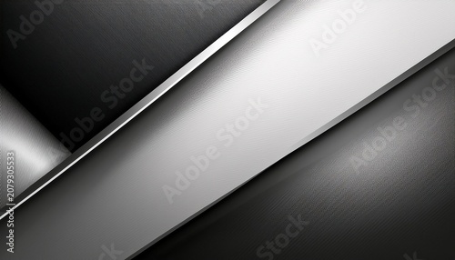 Black White Light Gray Silver Modern Abstract Background Geometric Shape Line Stripe Corner D Shadow Gradient Metal Metallic Brushed Matte Business Technology Wide Banner Panoramic Minimal