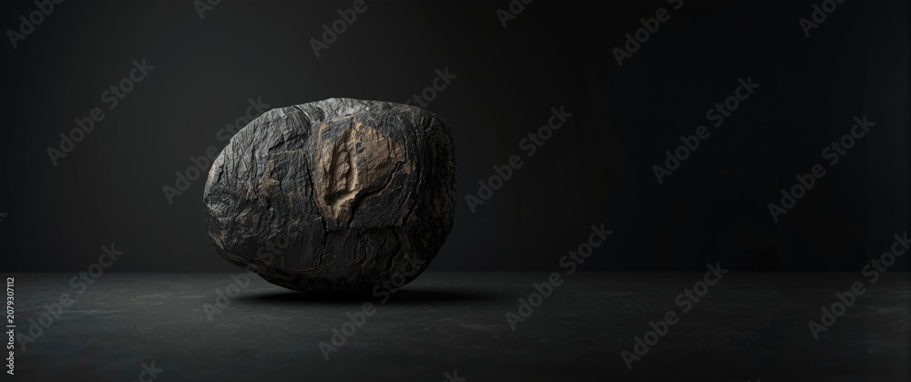 Naklejka premium softly lit dark slate background featuring ink stained rock texture and copy space