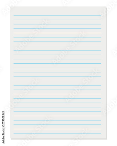 Notebook paper background, blank white worksheet exercise book, lined notebook paper, back to school vector design .Vector illustration .EPS 10 .