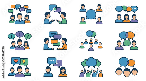 Obraz na płótnie People Communicating with Speech Bubbles.