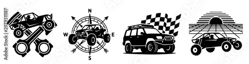 Photos Minimalist Offroad Buggy Silhouette Vector - 4x4 Dune Buggy Mud Racing SVG Asset