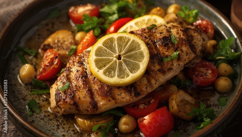 Roasted chicken breast with...