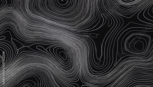 Black And White Abstract Topographic Line Contour Map Background Geographic Grid Map Cartographic Graphic Concept