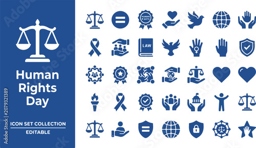 Foto Human rights day icon set for justice and equality