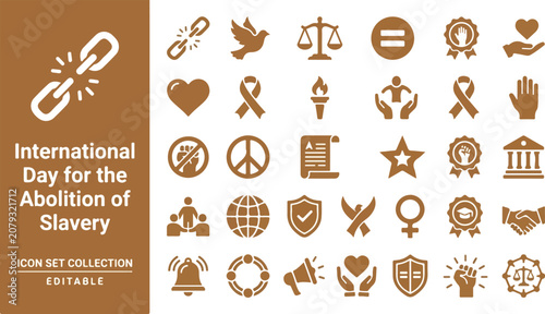 Cuadro en lienzo Human rights and freedom icons for abolition of slavery day