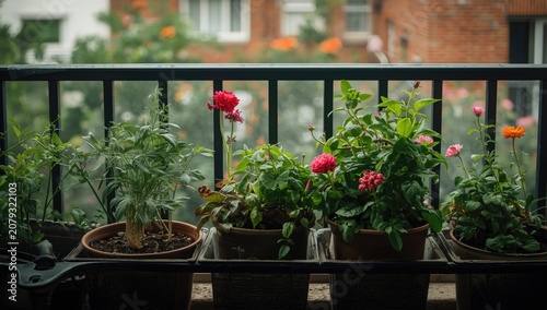 Flower pots with various pl...