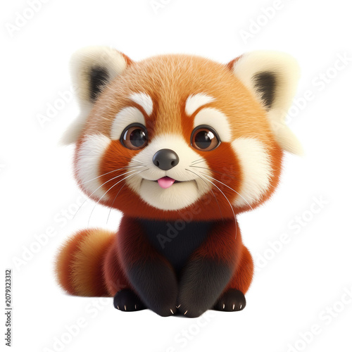 Cute Cartoon Style Red Panda Illustration Isolated on White Background.