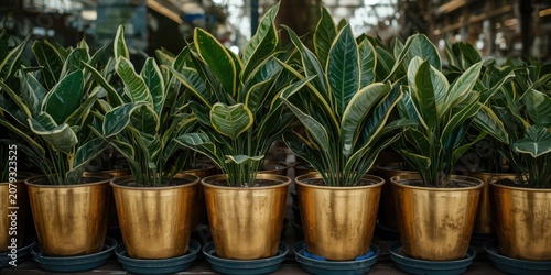 Houseplant golden pots offe...