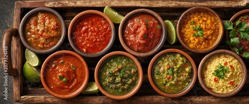 Assortment of salsas and sa...