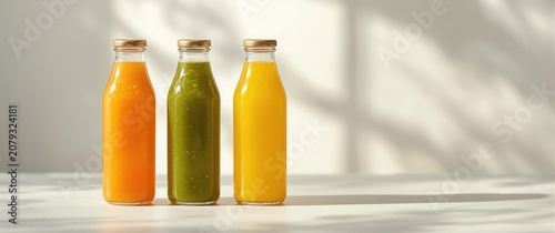 Three glass bottles of colo...