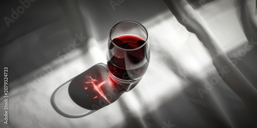 Glass filled with red wine ...