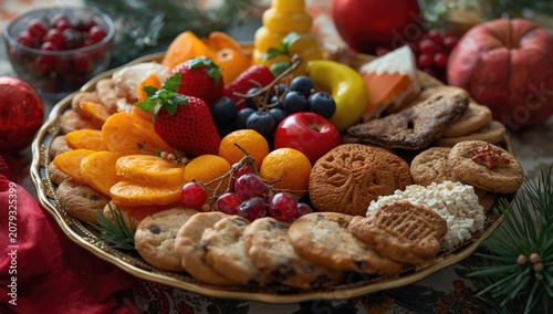 Colorful fruit and cookie p...