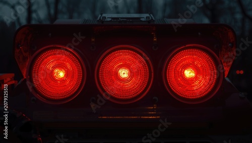 Three red taillights glowin...