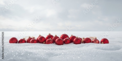 Red Christmas ornaments sca...