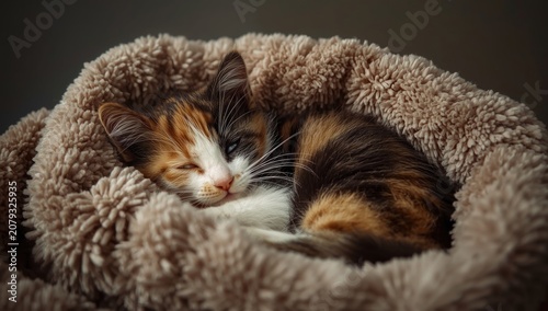 Lucky tricolor furry kitten...