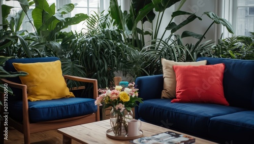 Cozy living room with plant...