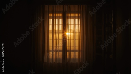 Historic window bathed in w...