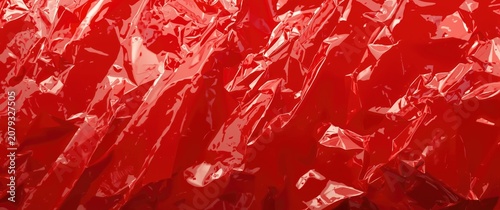 Crinkled red plastic surfac...