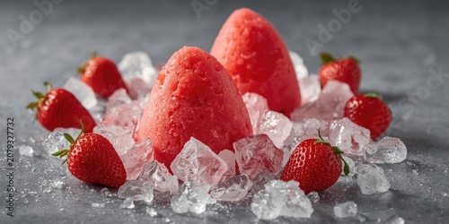 Vibrant strawberry ice dess...