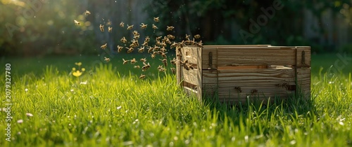 Joyful bees flying by sturd...