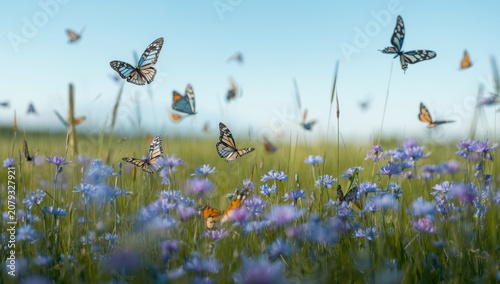 Butterflies flying above pu...