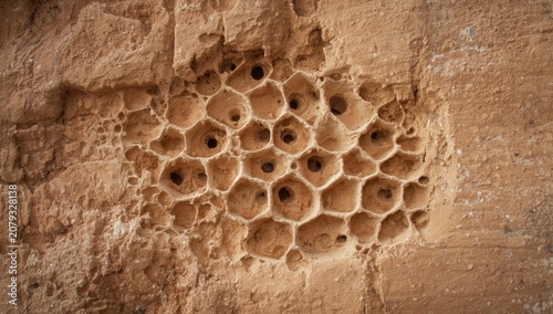 Honeycomb pattern carved in...