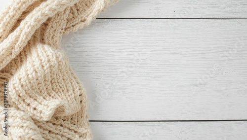 Cream knitted scarf on a wh...