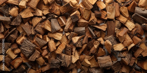 Wooden firewood pieces stac...