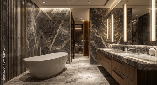 luxurious modern bathroom w...