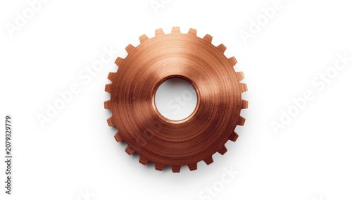 Shiny copper gear with circ...