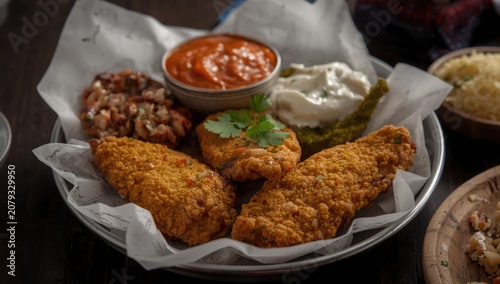 Fried fish fillets with dip...
