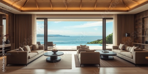 Modern living room with oce...