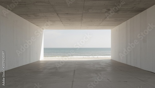Open concrete floor under w...