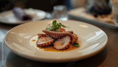 Octopus dish garnished with...
