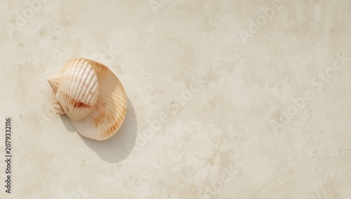 Seashell resting on a textu...