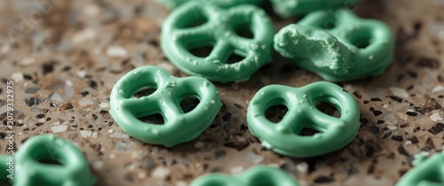 Green chocolate-covered pre...