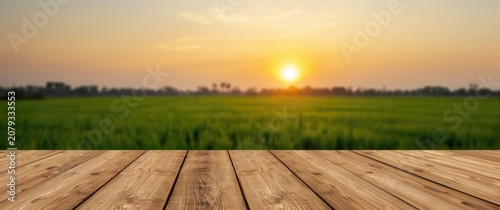 Wooden table with blurred s...