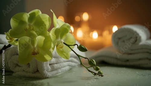 Green orchid flower arrange...