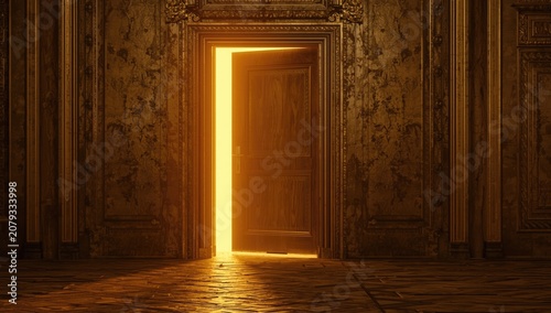 Open door illuminating a da...