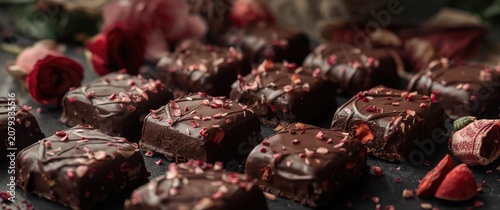 Chocolate squares with rose...