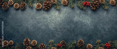 Pine cones and holly berrie...
