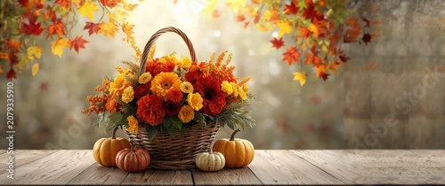 Colorful flower basket with...