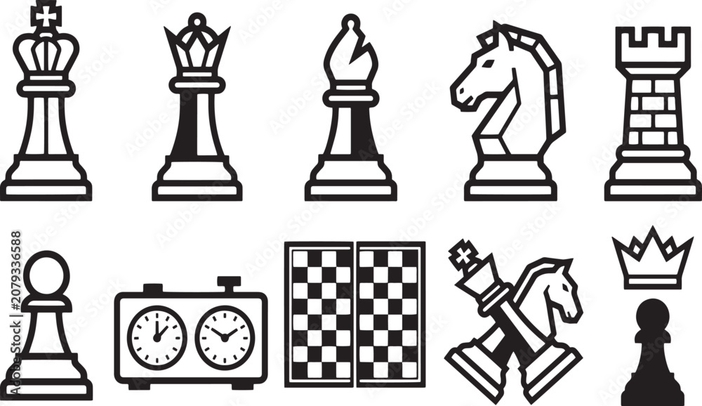 Fototapeta premium Tactical Business Strategy Chess Pieces and Board Graphic Elements