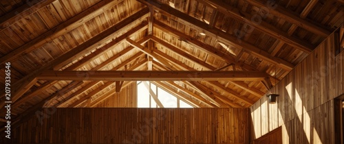 Wooden building interior sh...