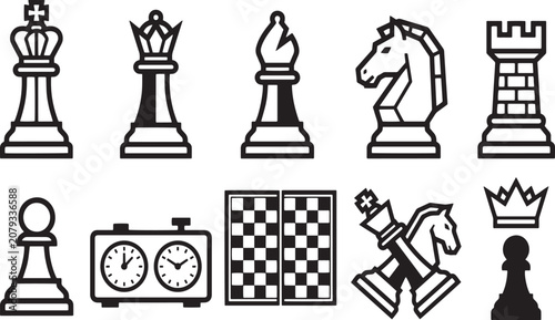 Принти на полотні Tactical Business Strategy Chess Pieces and Board Graphic Elements