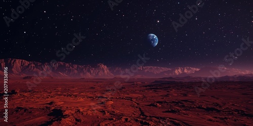 Red alien planet terrain il...