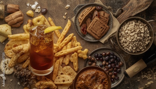 Assorted snacks and a drink...