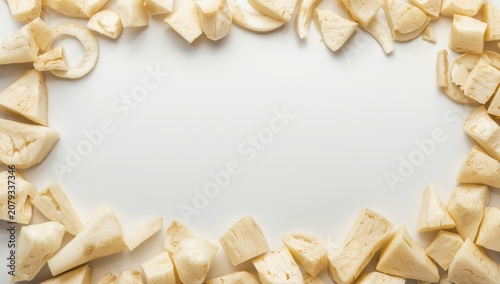 Chopped pieces of white veg...