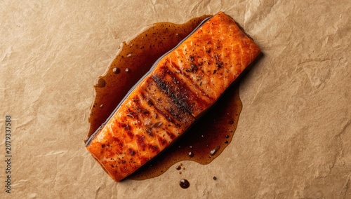 Grilled salmon fillet on pa...