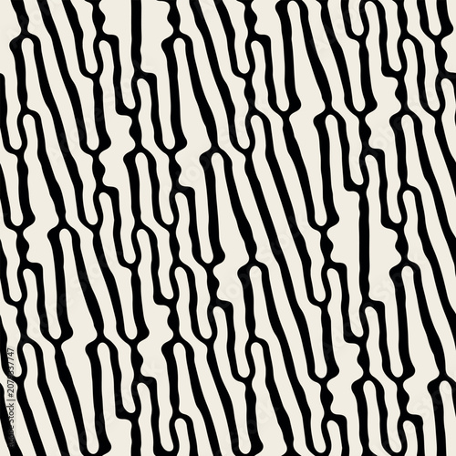 Vector seamless pattern. Modern stylish texture with natural linear grid. Repeating abstract background. Monochrome smooth trellis. Contemporary graphic design.